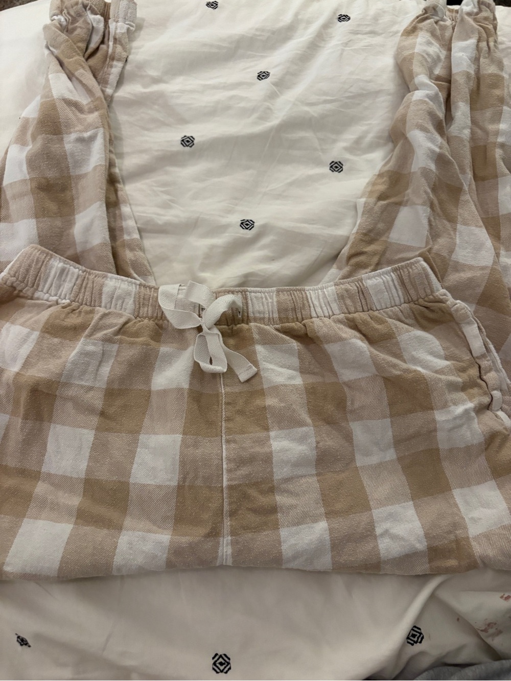 Old Navy Beige & White Gingham Lounge Pajama Pants